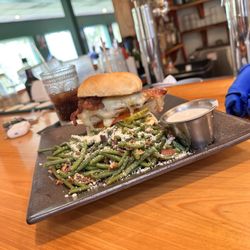 Blackwater Grill and Bar - Blackened Chicken Sandwich and Green Beans