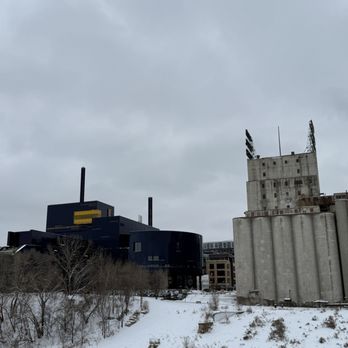 Mill Ruins Park - Back of Mill City Museum & Guthrie Theater - Landmarks & Historical Buildings Near Me - Minneapolis, Minnesota