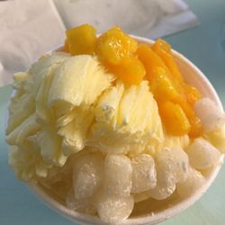 Ice Cave - Delicious mango shaved ice with fresh mango chunks and mochi.