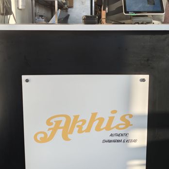 Akhis Authentic Shawarma & Kebab - Sign at the service counter - Mediterranean Near Me - San Diego, California