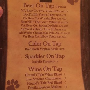 The Hound's Tale - Beer menu - New American Near Me - Williamsburg, Virginia