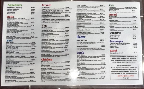 Menu photo 2 Shaahi Biryani Glendale Heights, IL