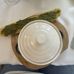 Wiktoria Restauracja - Aksamitny Krem z Białych Warzyw and the baguette with pesto that it comes with