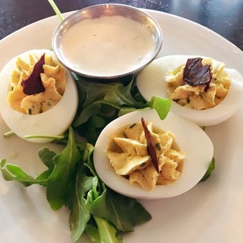Bidwell Restaurant - Deviled Eggs (Gluten-Free) w/ Crispy Prosciutto - New American Near Me - Washington, DC, District of Columbia Bidwell Restaurant - Deviled Eggs (Gluten-Free) w/ Crispy Prosciutto - New American Near Me - Washington, DC, District of Columbia