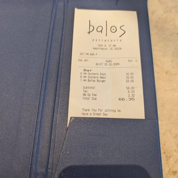 Balos Estiatorio - Balos Receipt - Seafood Near Me - Washington, DC, District of Columbia