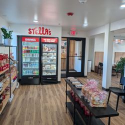 Stella's Bakery - Shop and fridge has cold drinks and breads to warm up