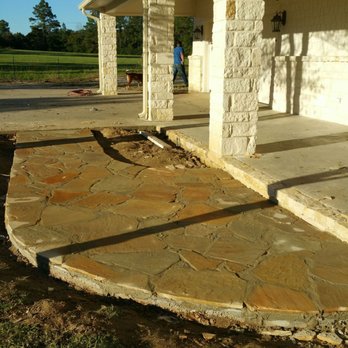 Leal Landscaping & Sprinklers - Flagstone Walkway on concrete - Landscaping Near Me - Lufkin, Texas