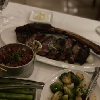 Cielo - 32 oz Tomahawk, loaded mashed potato and roasted Brussels sprouts - Seafood Near Me - Cabazon, California Cielo - 32 oz Tomahawk, loaded mashed potato and roasted Brussels sprouts - Seafood Near Me - Cabazon, California