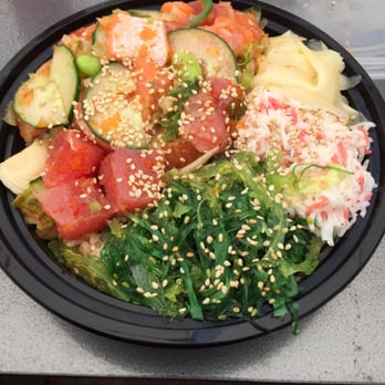 Poke Salad Bar - Poke on brown rice. Tuna and salmon. - Poke Near Me - Pasadena, California