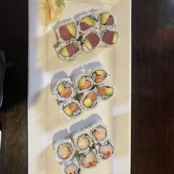 Kazu Japanese Restaurant - Spicy White Tuna Roll Salmon Roll + avocado  Tuna Roll + avocado - Japanese Near Me - Jacksonville, Florida
