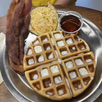 Sacred Grounds Coffee - Waffles egg and bacon - Coffee & Tea Near Me - Lone Oak, Texas