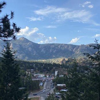 The View Restaurant - The view from our table out over the town with mountains beyond. - New American Near Me - Estes Park, Colorado