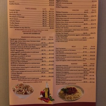 Francesco Pizzeria & Restaurant - Menu Page 2 - Pizza Near Me - Milltown, New Jersey Francesco Pizzeria & Restaurant - Menu Page 2 - Pizza Near Me - Milltown, New Jersey