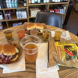The Stout Brothers - Flight of beers and Dhaba BBQ brisket tikka masala sliders...all very tasty!