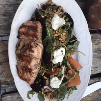 Kid Cashew - Salmon on the beet salad - Mediterranean Near Me - Charlotte, North Carolina Kid Cashew - Salmon on the beet salad - Mediterranean Near Me - Charlotte, North Carolina