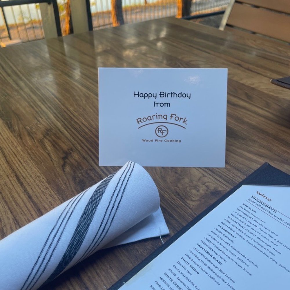 Roaring Fork - Birthday card - New American Near Me - Austin, Texas