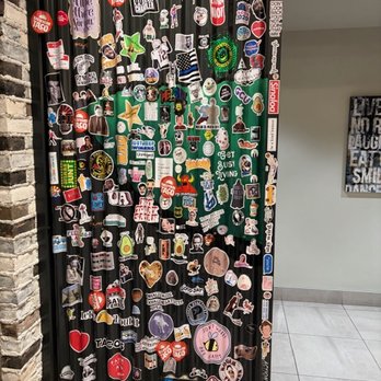 Backyard Taco - Wall of stickers by the restrooms - Tacos Near Me - Gilbert, Arizona