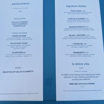 Torno Subito - Pausa Pranzo menu - 2/14/25 - Italian Near Me - Miami, Florida