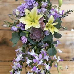 The Vintage Violet - Orchid and succulents bridal bouquet