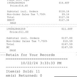 Carter’s - San Marcos - Proof that I was there today collage of receipts, really ruined my shopping experience.