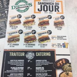 Dagwoods Sandwichs Et Salades - The sandwhiches of the day, all day, prices for small. Extra $ to make it a large, or for a trio with drink and chips.