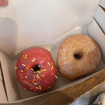 Revolution Doughnuts - Raspberry Sprinkle Yeast Doughnut and cinnamon sugar donut - Donuts Near Me - Atlanta, Georgia Revolution Doughnuts - Raspberry Sprinkle Yeast Doughnut and cinnamon sugar donut - Donuts Near Me - Atlanta, Georgia