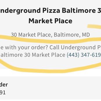 Underground Pizza - Beware- It's a text only number. Sometimes you get a response. Sometimes you're short. - Pizza Near Me - Baltimore, Maryland