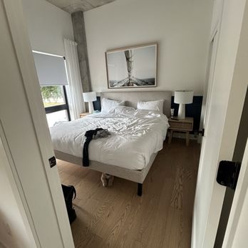 Hôtel Quartier des Marinas - Bedroom and my dog hiding under the bed. Pet friendly! - Hotels Near Me - Magog, Quebec Hôtel Quartier des Marinas - Bedroom and my dog hiding under the bed. Pet friendly! - Hotels Near Me - Magog, Quebec