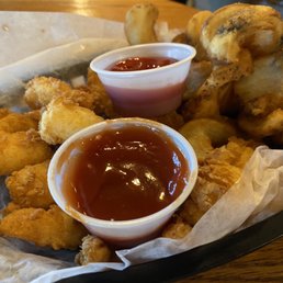 Fried shrimp HUGE shrimp and home made spiral potatoes Fried shrimp HUGE shrimp and home made spiral potatoes
