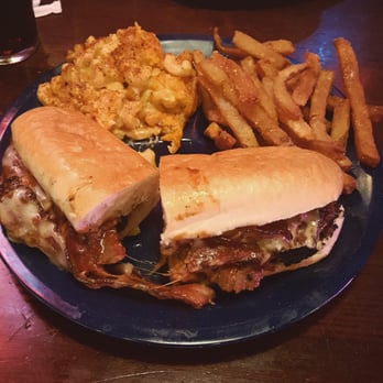 Dinosaur Bar-B-Que - BBS. Beef brisket with BBQ sauce, provolone cheese, and bacon. Fried, seasoned, and creamy Mac and cheese. - Barbeque Near Me - Syracuse, New York