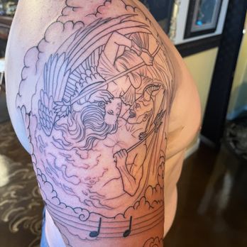 True Grit Tattoo - Johnny Mac - Line work on my second half sleeve - Tattoo Near Me - Albuquerque, New Mexico True Grit Tattoo - Johnny Mac - Line work on my second half sleeve - Tattoo Near Me - Albuquerque, New Mexico