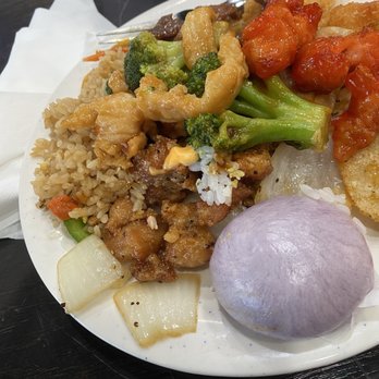 Joy East Chinese Buffet - Taro bun, variety of chicken options, rice, noodles, shrimp (not pictured ice cream single serves, fruit and dessert bar) - Chinese Near Me - Birmingham, Alabama Joy East Chinese Buffet - Taro bun, variety of chicken options, rice, noodles, shrimp (not pictured ice cream single serves, fruit and dessert bar) - Chinese Near Me - Birmingham, Alabama
