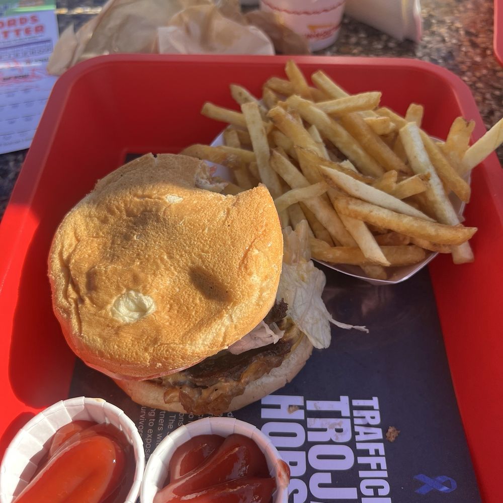 Double double with well done fries! Double double with well done fries!