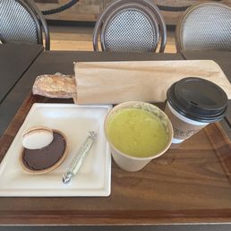 Brunch Trio: Pea and Asparagus Soup, pastry, hazlenut latte. Free baguette for signing up for rewards. Brunch Trio: Pea and Asparagus Soup, pastry, hazlenut latte. Free baguette for signing up for rewards.