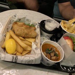 Fish and chips, tomato soup! Sticky pudding, classic burger and fries