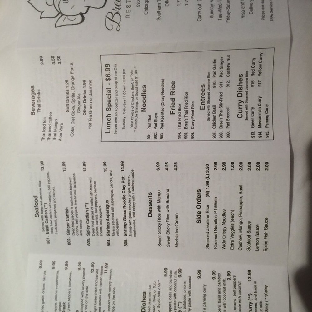 Bree Thai Restaurant - The menu! - Thai Near Me - Chicago, Illinois Bree Thai Restaurant - The menu! - Thai Near Me - Chicago, Illinois