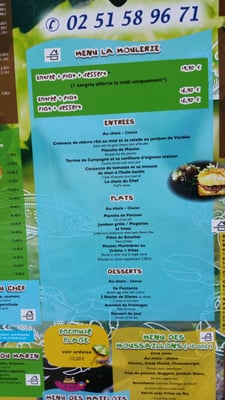 Menu photo 2 La Moulerie Notre Dame De Monts, 85 Menu photo 2 La Moulerie Notre Dame De Monts, 85