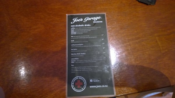 Menu photo 2 Joe's Garage Wellington, WGN Menu photo 2 Joe's Garage Wellington, WGN