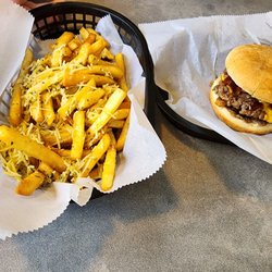 Dellroy Drive-In Restaurant - Parm. Fries and Bacon Cheddar Burger