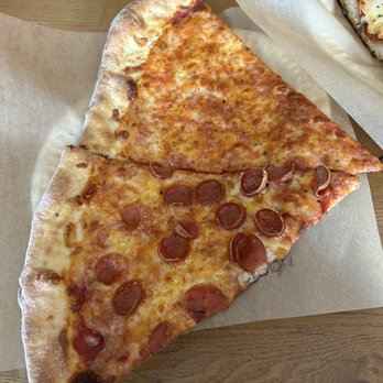 Marley G’s pizzeria - Slice of Pepperoni and slice of cheese with hot honey added - Salad Near Me - Alameda, California