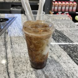 WFM Coffee Bar - Large iced dark mocha latte w/ unsweetened almond milk & a double shot!