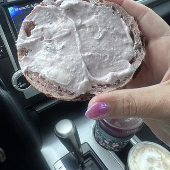 Mikey G's - Blueberry bagel with blueberry cream cheese - Coffee & Tea Near Me - Riverside, California Mikey G's - Blueberry bagel with blueberry cream cheese - Coffee & Tea Near Me - Riverside, California