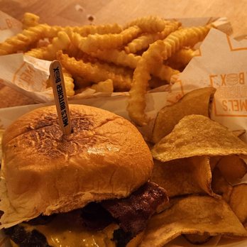 Mel's Butcher Box - Bacon double cheeseburger and fries - Burgers Near Me - Tenafly, New Jersey