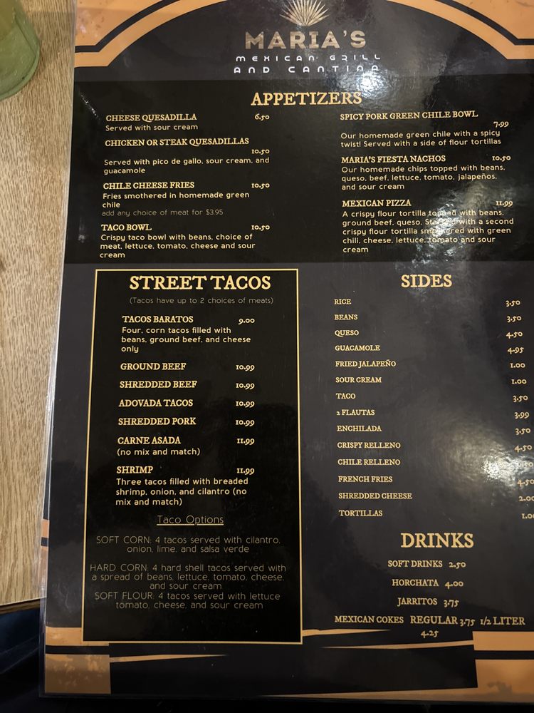 Food from Maria's Mexican Grill and Cantina