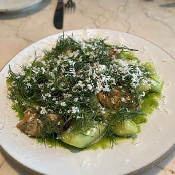 Dame - Cucumber salad with mussels - Seafood Near Me - New York, New York Dame - Cucumber salad with mussels - Seafood Near Me - New York, New York