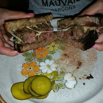 St. Anselm - Patty melt special with house made bread and butter pickles - New American Near Me - Brooklyn, New York