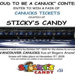 Sticky's Candy - Enter to win a pair of Canucks Tickets!