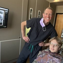 Dental Innovations - Dr. Barlow with my son before surgery.