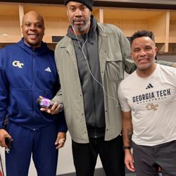 Portland Trail Blazers - Former Jail Blazers legends Bonzi Wells, Rasheed Wallace, and Damon Stoudamire earlier this year at the Georgia Tech at NC State game.