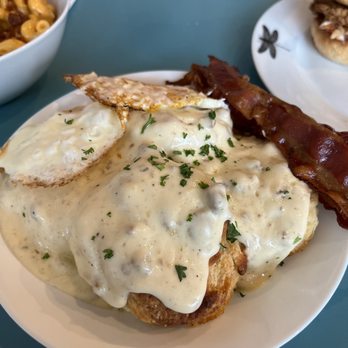 Libelula - Biscuits and Gravy with two eggs and bacon - Breakfast & Brunch Near Me - Fresno, California Libelula - Biscuits and Gravy with two eggs and bacon - Breakfast & Brunch Near Me - Fresno, California